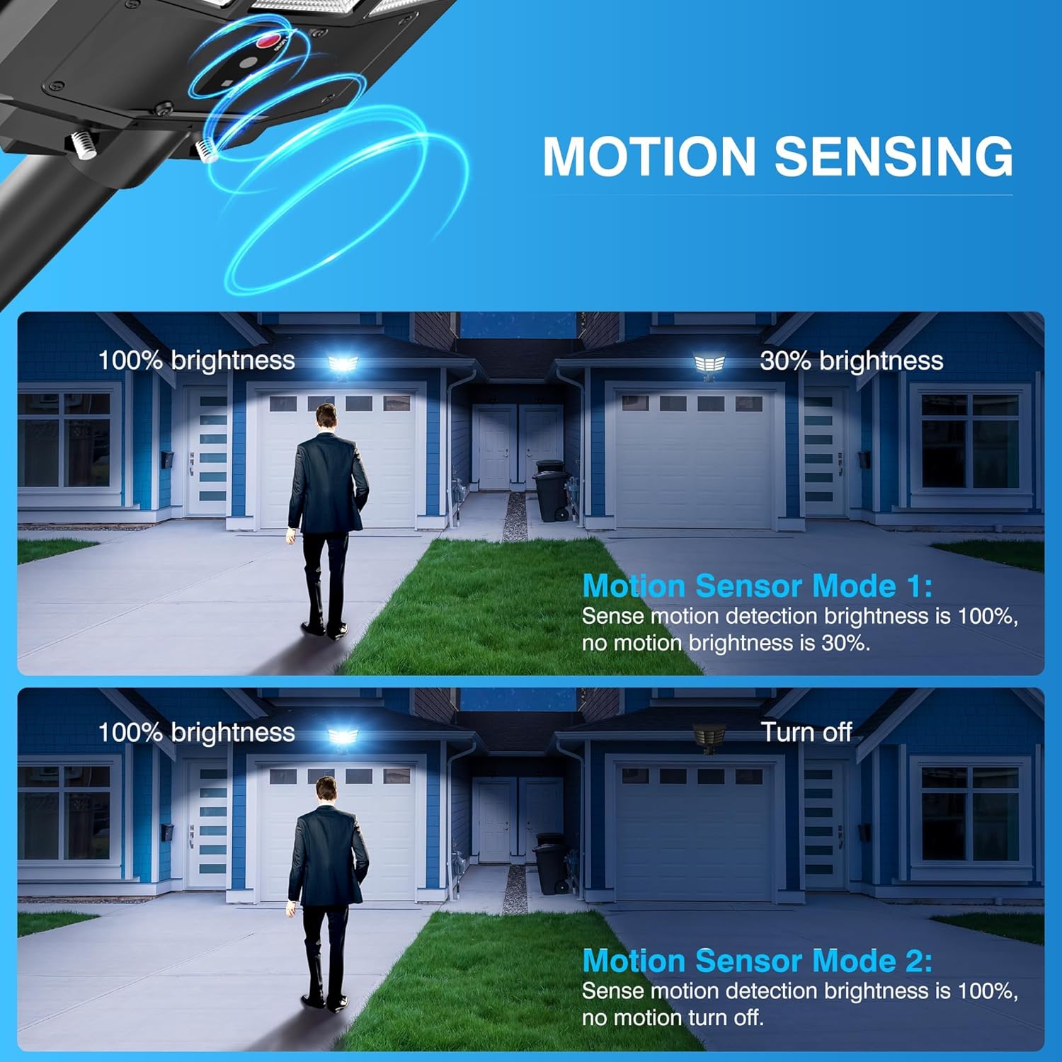 Solar Street Light Motion Sensor Waterproof LED Outdoor Lamp