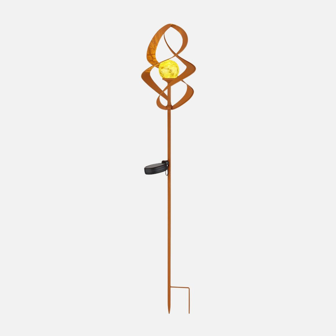 Solar LED Garden Light Rust Metal IP44 Crackle Globe
