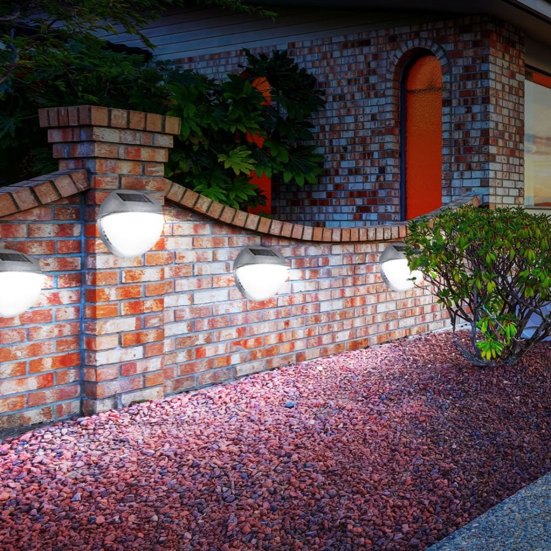 Solar Fence Lights Outdoor LED Set of 6 Waterproof Plastic