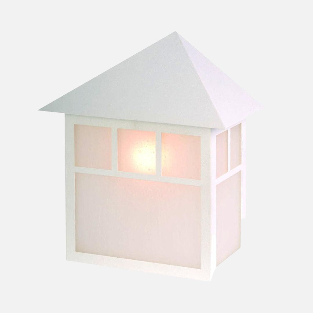 Outdoor Wall Light Textured White 11in Pocket Lantern Frosted Glass