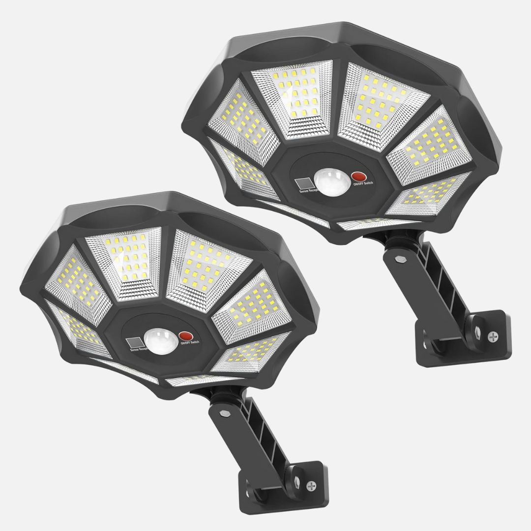 Solar Street Lights Outdoor with Motion Sensor, 168LED IP66 6500K
