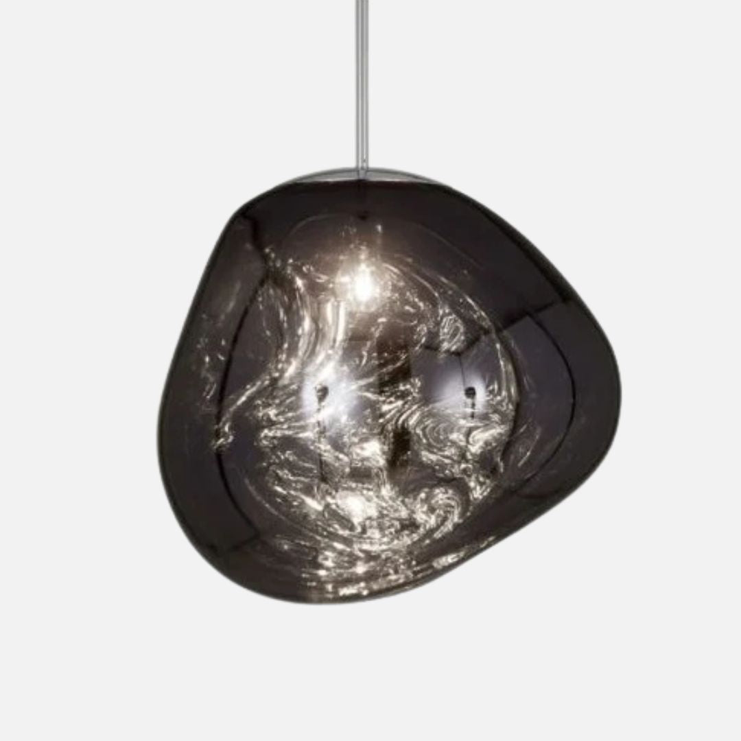 Acrylic Sphere Pendant Light – Dynamic Surface E27 Ceiling Lamp, Polished Finish, Gold/Red/Silver/Smoke Grey, 4 Sizes