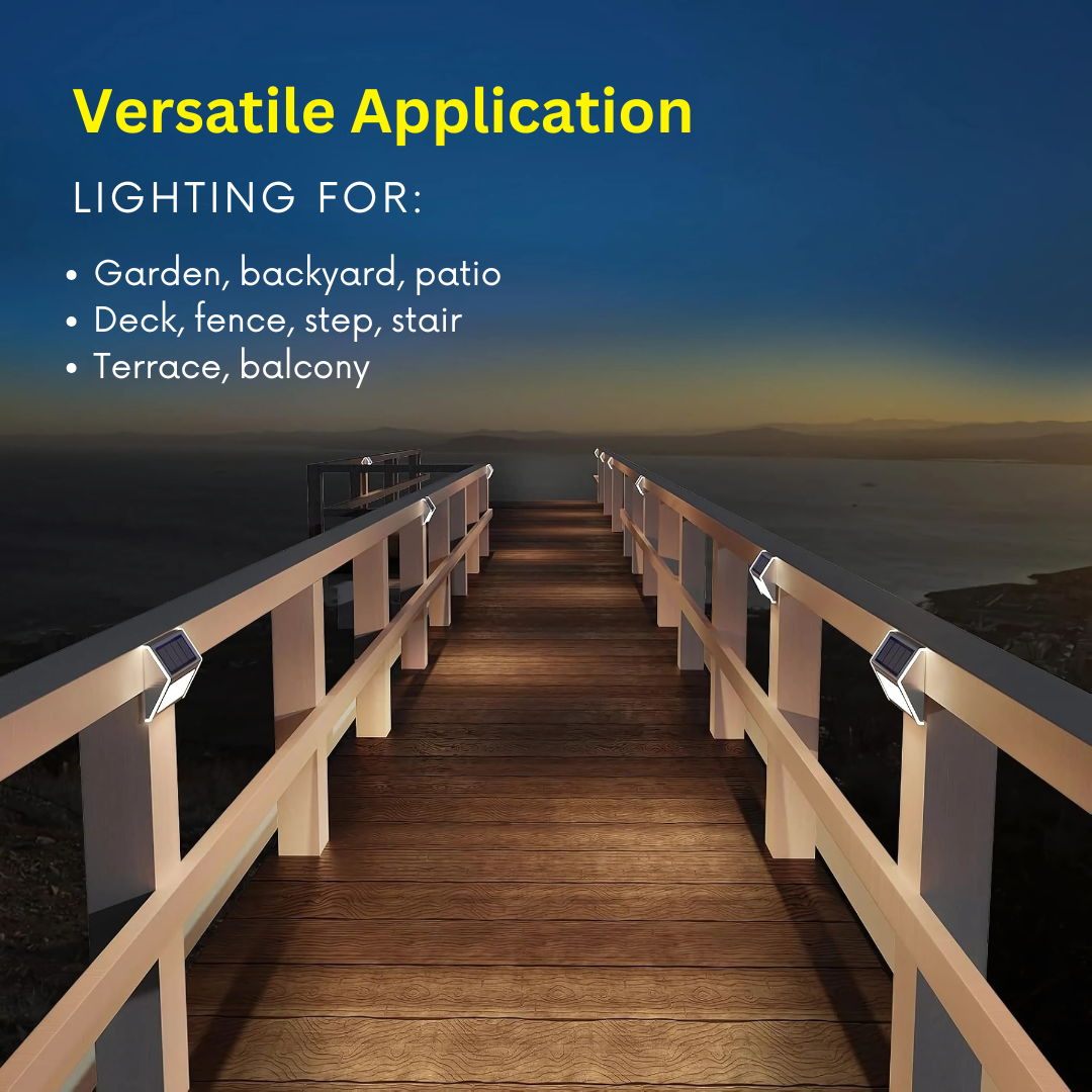Solar Powered LED Wall Light – Waterproof Outdoor Fence & Step Lighting with Auto On/Off, Stainless Steel, Warm White