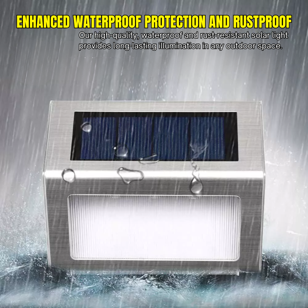 Solar Wall Light – Stainless Steel, Waterproof, Auto On/Off