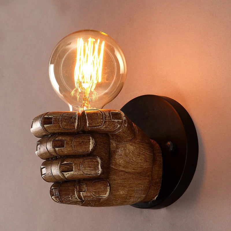 Nordic Retro Wall Sconce Lighting - Unique Fist Design Decorative Wall Lamp
