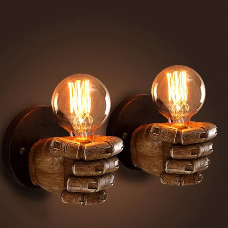 Nordic Retro Wall Sconce Lighting - Unique Fist Design Decorative Wall Lamp