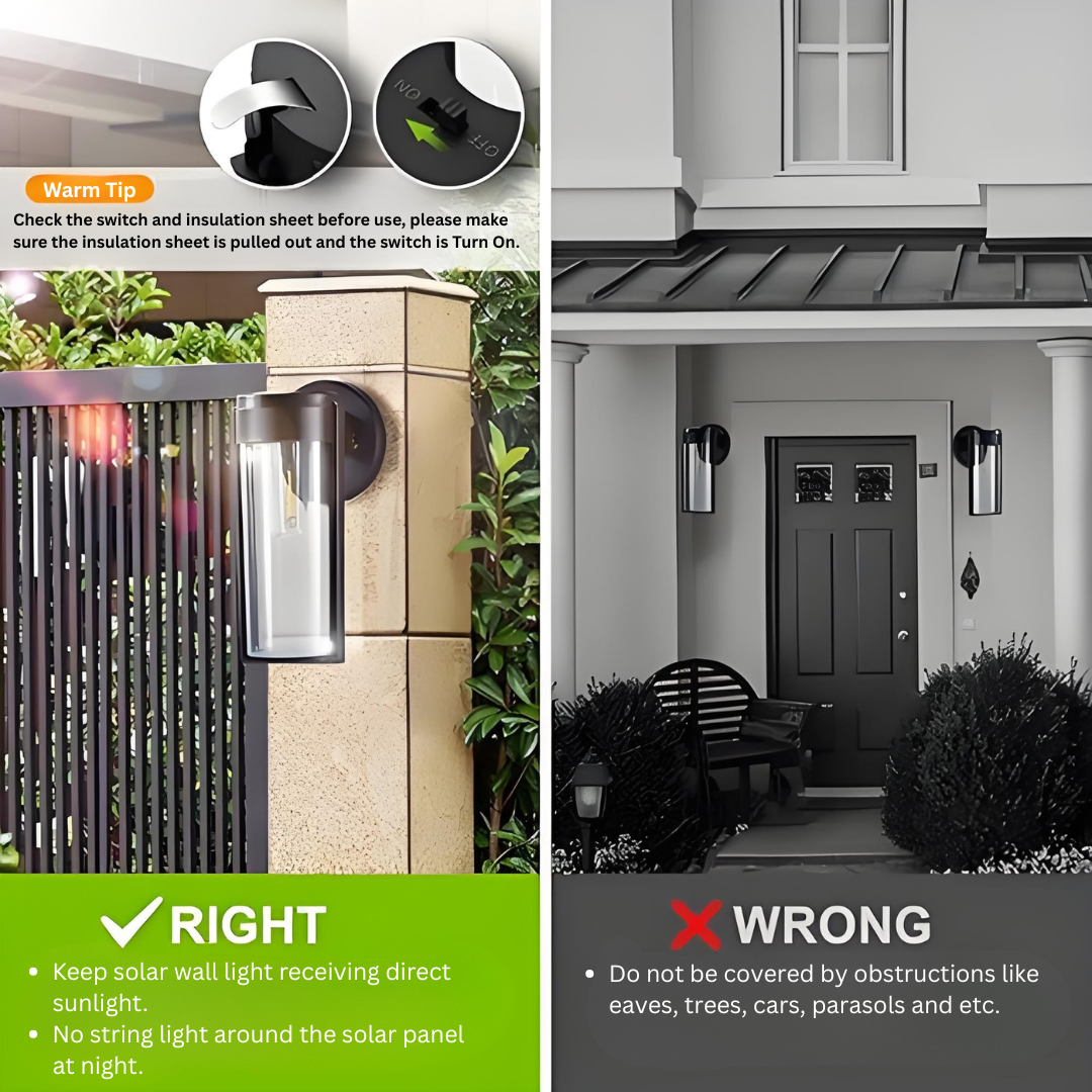 Solar Wall Lights Outdoor, Waterproof Auto On/Off Outdoor Light Fixtures