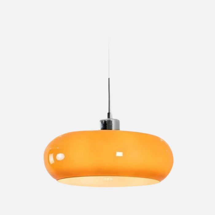 Vintage Glass Pendant Light – Bauhaus Style, Metal Details