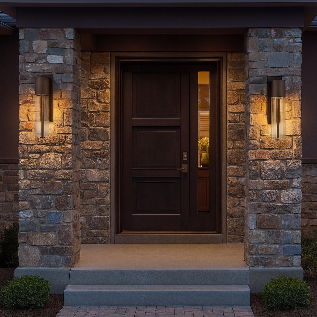 Outdoor Wall Lantern Black Aluminum 20.5in LED Modern Cylinder Light