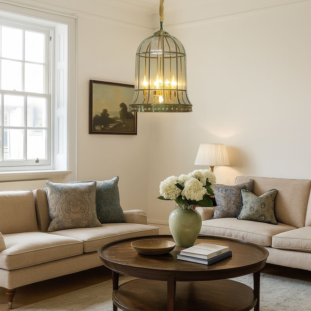Elegant Brass Bell Pendant Light with Antique Finish – Kitchen Hanging Light