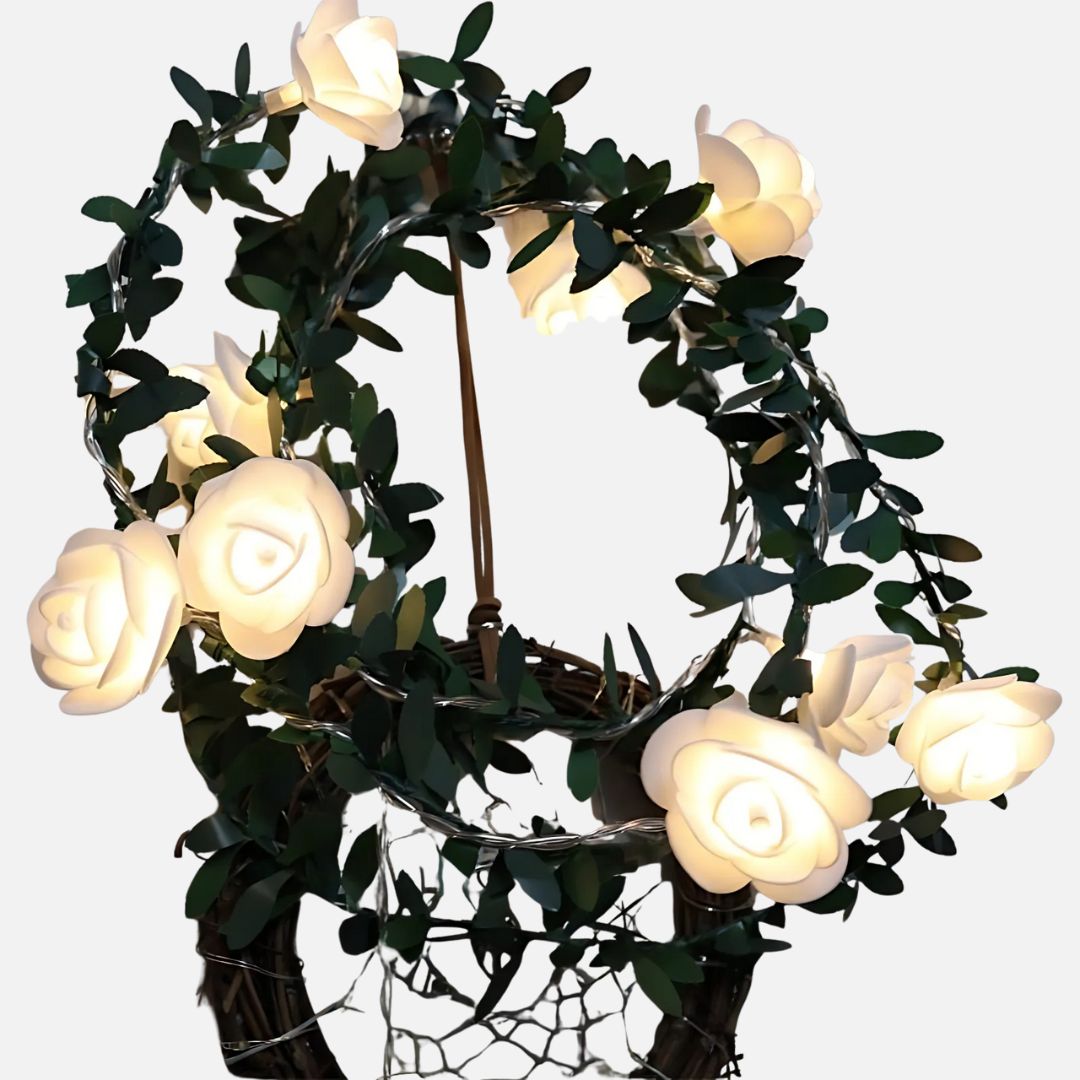 Rose Flower LED String Lights Battery Operated 5–20ft Warm White