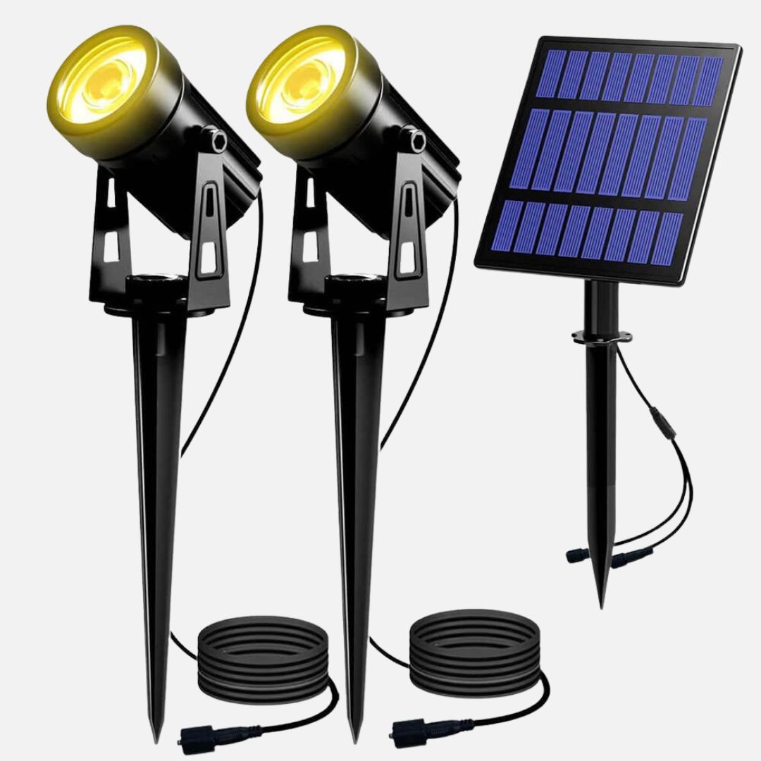 Solar Spot Lights Outdoor with Adjustable Angle and Long Cable - Waterproof Garden Lights