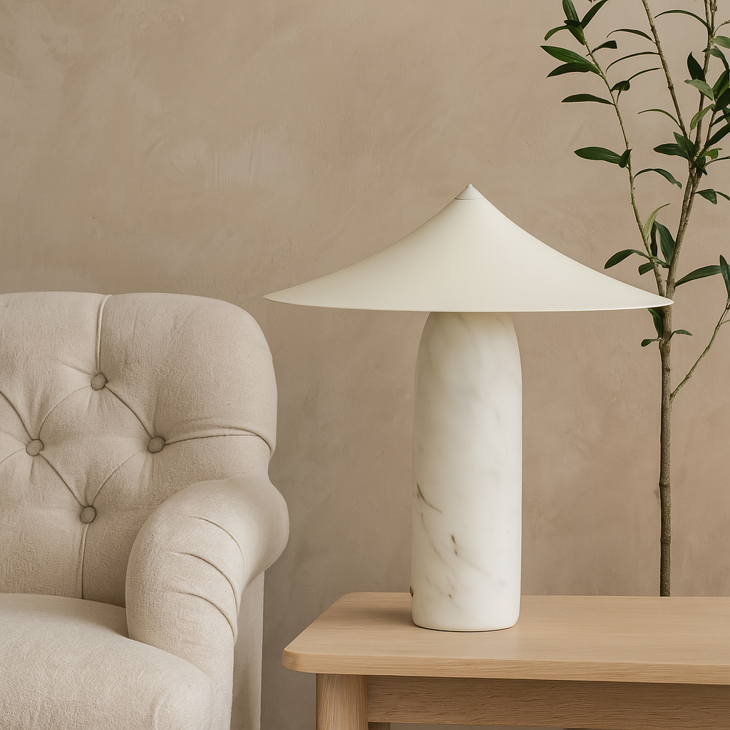 Elegant Table Lamp with Marble Base and Integrated LED – Modern Bedside or Desk Lamp